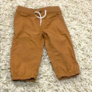 Khaki styled jogger pants.